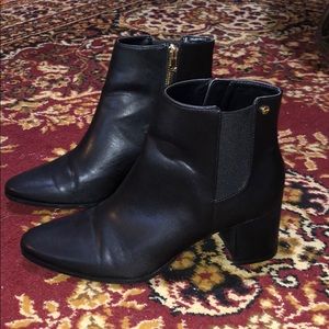 Calvin Klein black ankle boots with gold zipper